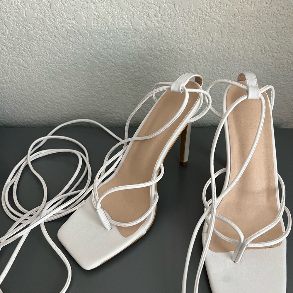 Elegant White Strappy Heels